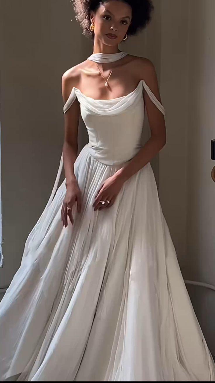 Simple A Line Off the Shoulder White Chiffon Long Prom Dress Graduation Prom Dress SH2602