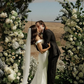 Stunning A Line Off the Shoulder White Satin Long Sweep Wedding Dress SH4857
