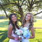 Old Money Homecoming Look Big Blowout Hair White Dress Blue Flowers Classic Elegance SH7455