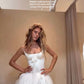 Ethereal A Line Spaghetti Strap White Tulle Satin Long Prom Dress Wedding Dress SH8453