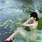 Gentle A Line Spaghetti Strap Green Tulle Long Party Dress Evening Dress SH2857