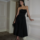 Simple Black A Line Sweetheart Neck Satin Prom Dress Evening Dress SH6604