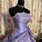 Vintage Ball Gown Strapless Embroidered Purple Organza Satin Long Prom Dress Formal Dress SH4177
