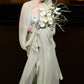 Light Green A Line Spaghetti Strap Satin Chiffon Prom Dress Evening Dress SH4726