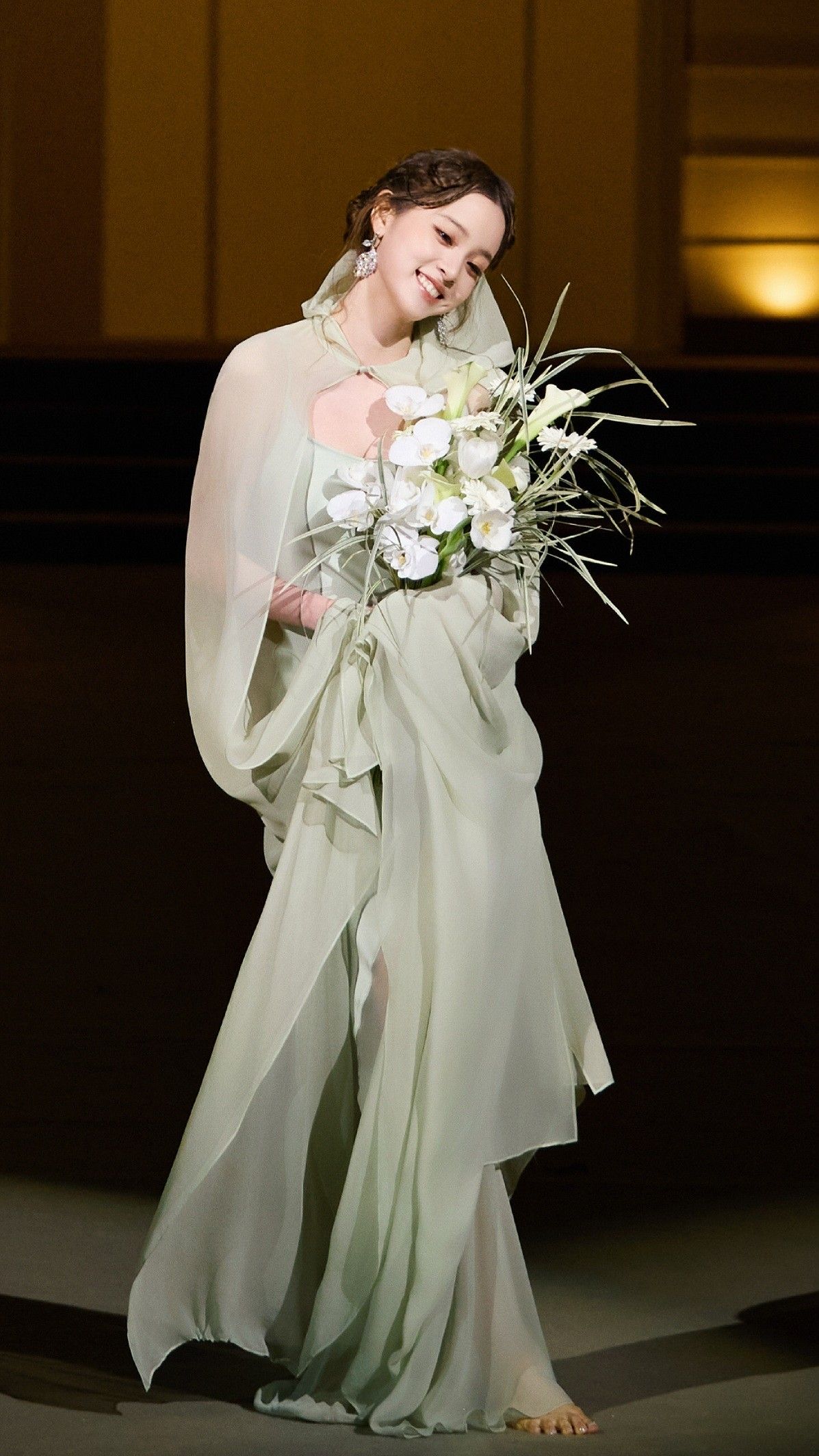 Light Green A Line Spaghetti Strap Satin Chiffon Prom Dress Evening Dress SH4726