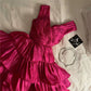 Hot Pink A Line V Neck Ruffles Satin Knee Length Homecoming Dresses Outfits SH3621