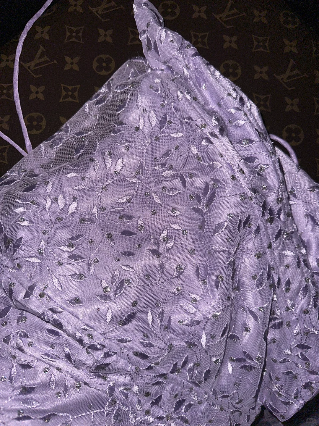 Purple GLamorous Ball Gown Straps Embroidery Organza Prom Dress SH5482
