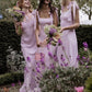 Gentle A Line Straps Pink Satin Long Bridesmaid Dress Evening Dress with Bow SH3273