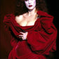 Vintage A Line Puff Sleeve Burgundy Velvet Long Party Dress Evening Dress SH2825