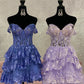 Gorgeous Sparkly Off The Shoulder A-Line Tiered Short Homecoming Dress SH7532