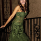 Charming Green Strapless Lace Appliques Mermaid Formal Prom Dress Evening Dress SH870