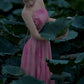 Gentle A Line Spaghetti Strap Print Flower Pink Chiffon Open Back Party Dress Evening Dress SH2870