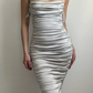 Sexy Grey Sheath Strapless Satin Short Homecoming Dress Outfits SH5148