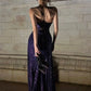 Shiny A Line Straps Dark Purple Sequin Prom Dress with Slit SH5518