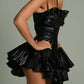 Stunning A Line Spaghetti Strap Gold Satin Short Homecoming Dress Cocktail Dress SH3690