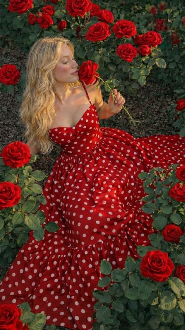 Red A Line Spaghetti Strap Polka Dot Satin Long Prom Dress Evening Dress SH7581