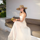 Romantic A Line Strapless White Sequin Chiffon Long Party Dress Evening Dress SH2914