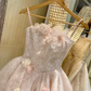 Light Pink A Line Floral Lace Tulle Short Prom Dress Homecoming Dress SH7183