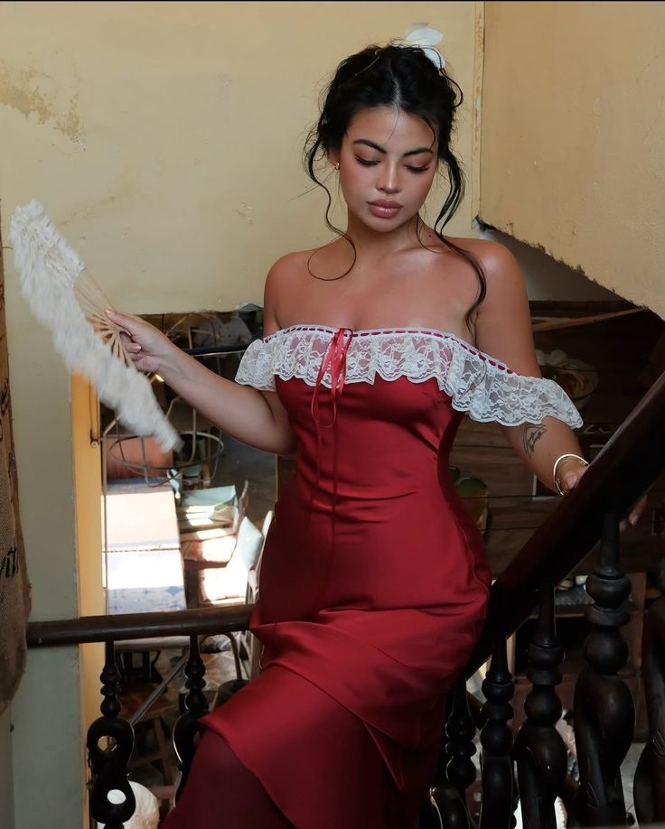 Burgundy A Line Off the Shoulder White Lace Satin Long Prom Dress Evening Dress SH7615