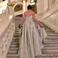 Elegant A Line Strapless Baby Blue Satin Long Prom Dress Evening Dress SH2173