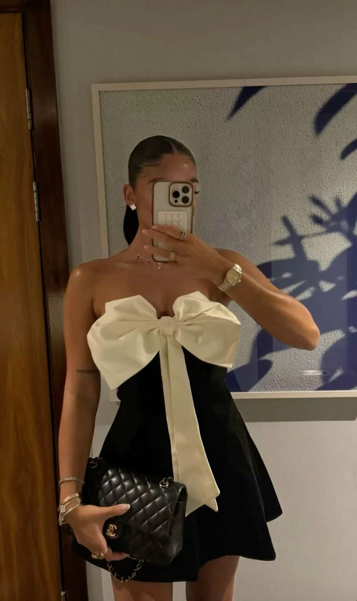 Black-white A Line Strapless Satin Short Prom Dress Homecoming Dress SH8675