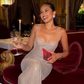Shiny Sheath Straps Rhinestone Tulle Open Back Prom Dress Evening Dress SH2124