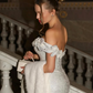 Shiny Mermaid Off the Shoulder White Sequin Long Sweep Prom Dress Party Dress SH6429
