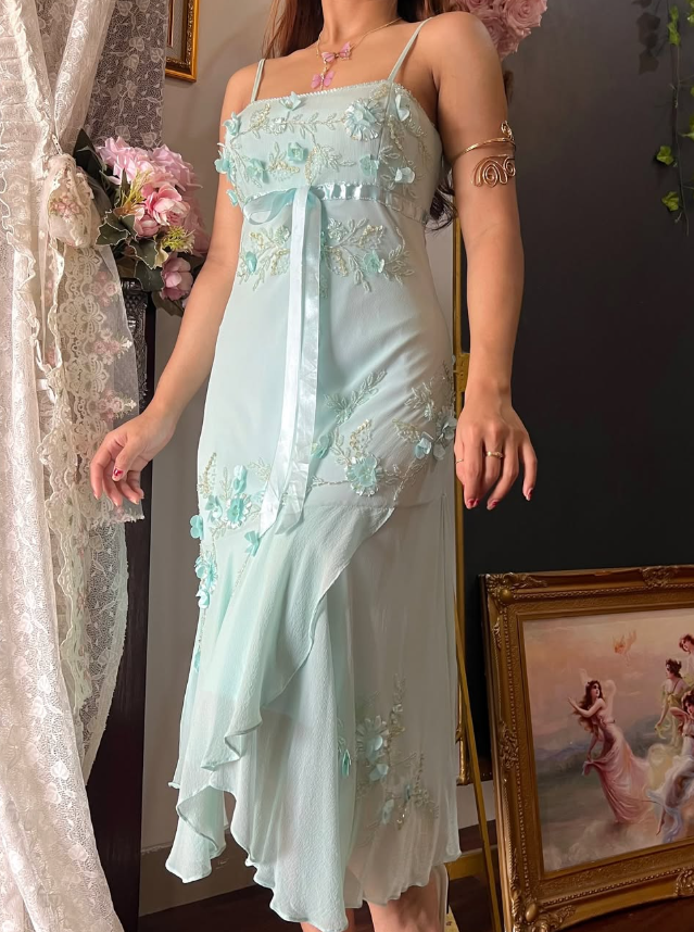 Baby Blue A Line Straps Exquisite Beaded Chiffon Prom Dress Graduation Prom Dress SH5488