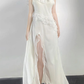 Sexy White Chiffon Long Prom Dress Slit Evening Dress SH1402