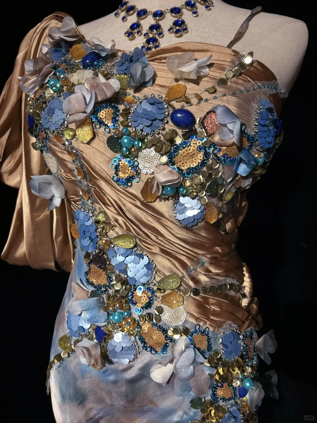 Gorgeous Mermaid Straps Appliques Print Flower Organza Satin Prom Dress Evening Dress SH3333