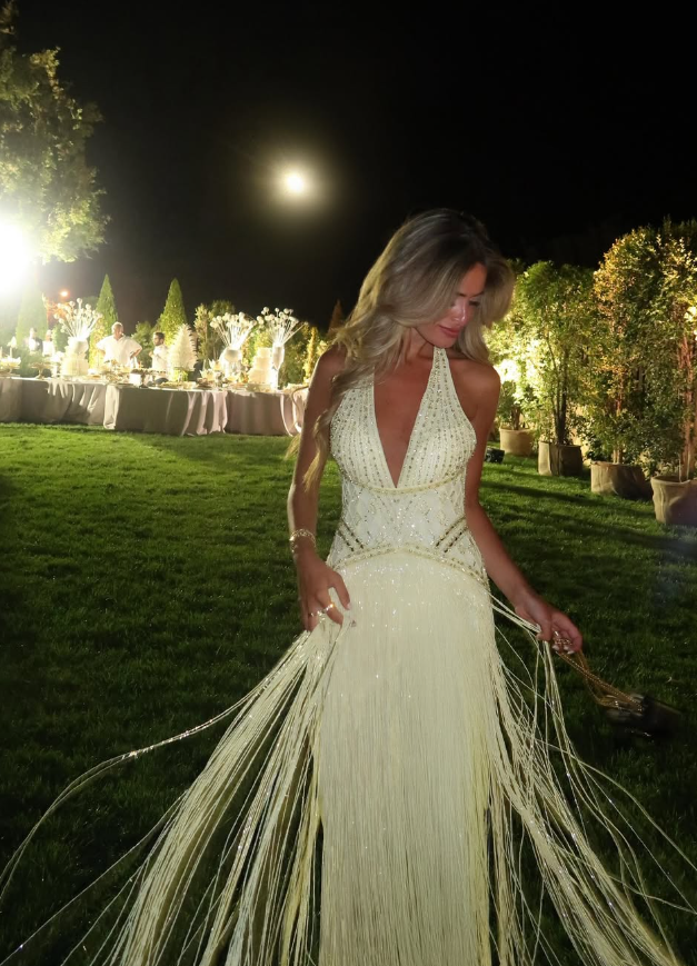 Light Yellow Tassel Exquisite Beaded A Line V Neck Backless Long Prom Dress SH5357