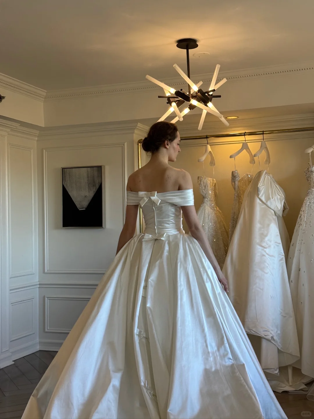 Ball Gown Off the Shoulder Pleated White Simple Satin Long Wedding Dress SH4757