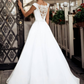 Stunning A Line Off the Shoulder Exquisite Beaded Satin Long Wedding Dress SH6040