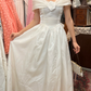 Vintage A Line V Neck Simple White Satin Prom Dress Date Dress SH5560