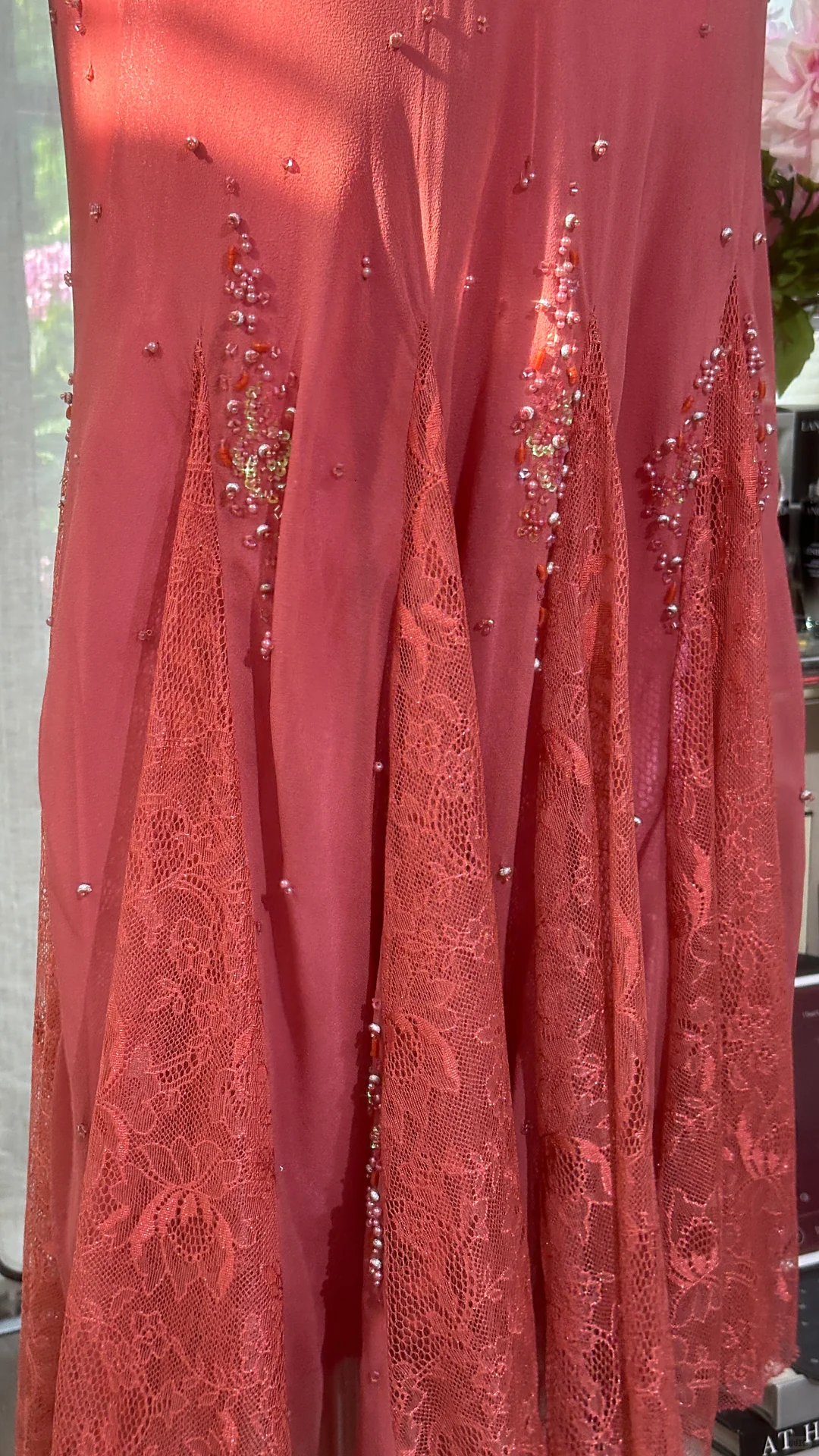 Fairy Red Mermaid Beaded Lace Chiffon Long Graduation Prom Dress SH5345