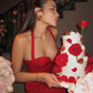 Sexy Sheath Strap Red Satin Short Homecoming Dress Birthday Dress SH2312