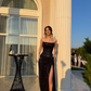 long prom dresses gold mermaid evening gowns AU01