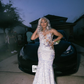 Black Girl Prom Dress White Sequin Prom Dresses for Juniors | Sexy V-neck Mermaid Evening Gowns SH6111