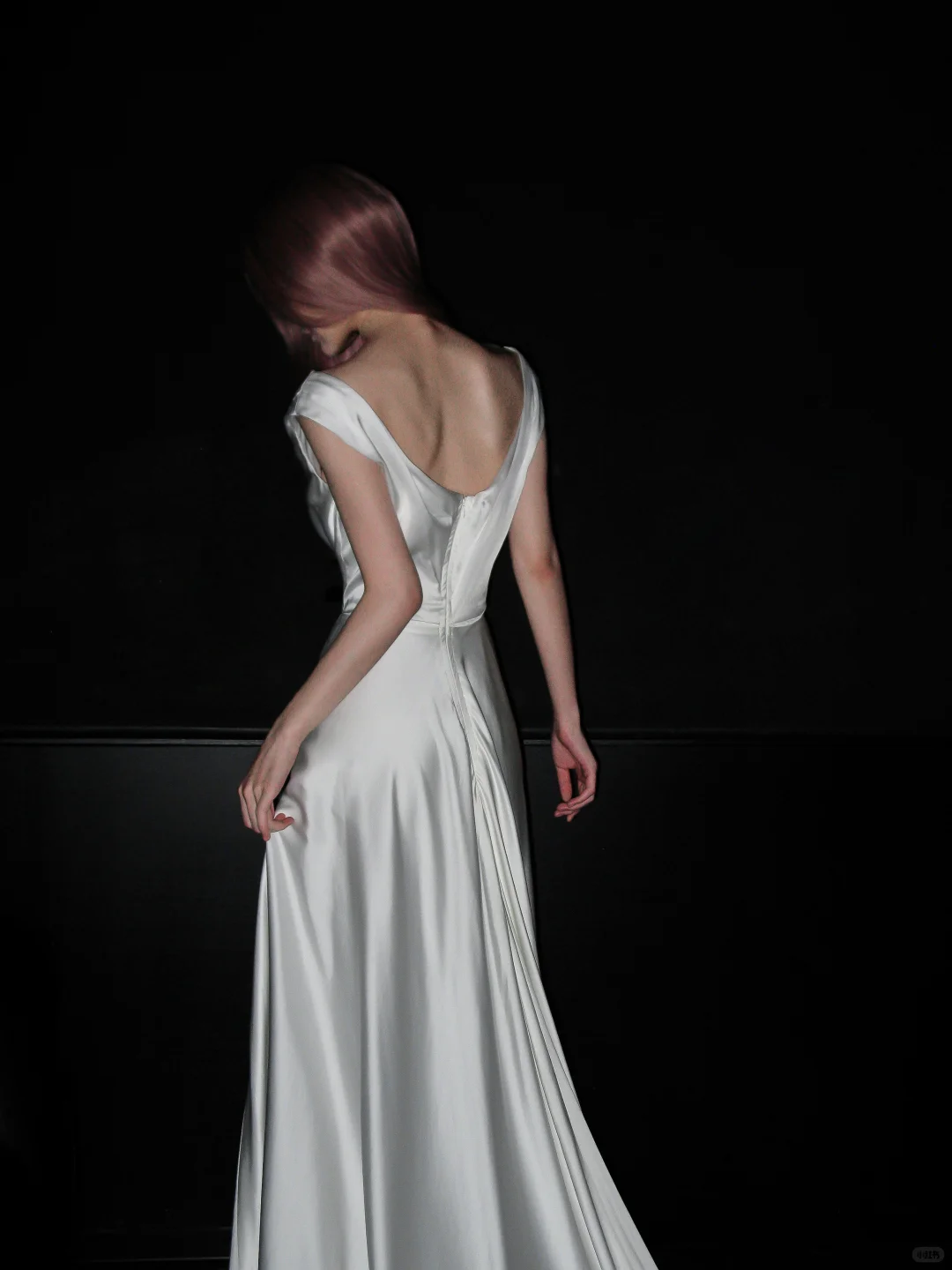Simple Classic A Line Straps White Satin Long Sweep Wedding Dress SH5228