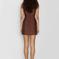 Cute Sheath Straps Crystal Brown Satin Short Homecoming Dress Outfits SH1958