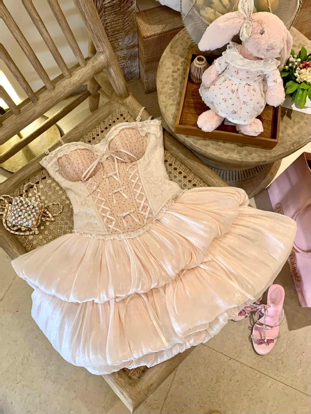 Sweety Two Piece A Line Strapless Light Pink Satin Short Prom Dress Homecoming Dress SH7180