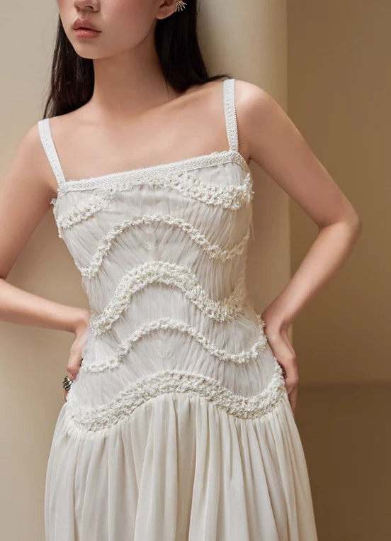 Simple A Line Round Neck Light Apricot Lace Chiffon Party Dress Outfits SH4259