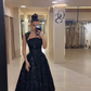 Elegant Classic A Line Straps Black Lace Backless Long Prom Dress SH5305
