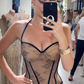 Sexy Mermaid Halter Brown Lace Long Ball Gown Evening Dress Prom Dress SH4825
