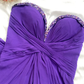 Purple A Line Sweetheart Neck Rhinestone Chiffon Long Prom Dress Evening Dress SH1850