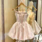 Light Pink A Line Floral Lace Tulle Short Prom Dress Homecoming Dress SH7183