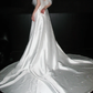 Sweety A Line Strapless White Feather Beaded Satin Long Wedding Dress SH5974