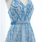 Blue A Line V Neck Sequin Beaded Tulle Long Prom Dress Evening Dress SH2375