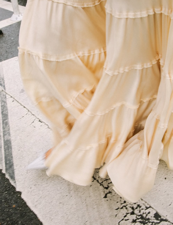 Straps Champagne Satin A-line Long Party Dress