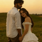 Vintage Simple A Line Off the Shoulder White Lace Long Wedding Dress SH5391